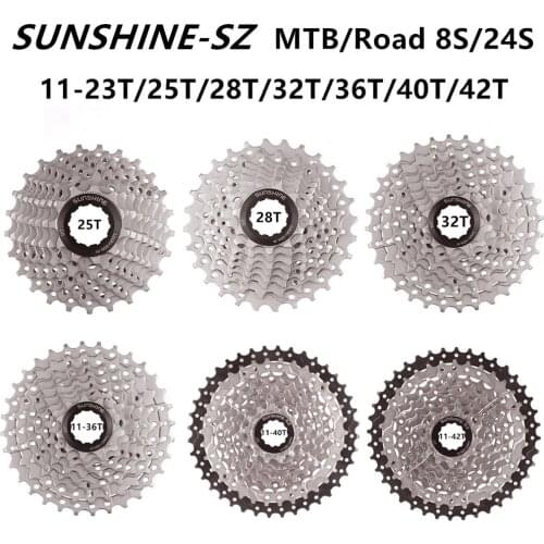 SUNSHINE MTB/Road Bike 8 24 Speed Velocidade 11-23T/25T/28T/32T/36T/40T/42T Bicycle Cassette Freewheel MTB Sprocket for SHIMANO