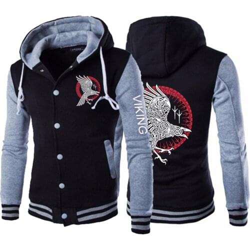 Unisex Autumn Men Viking legend Ragnars Raven Designer Jackets Baseball Uniform Sport Cotton Sweatshirt Coats Hoodies
