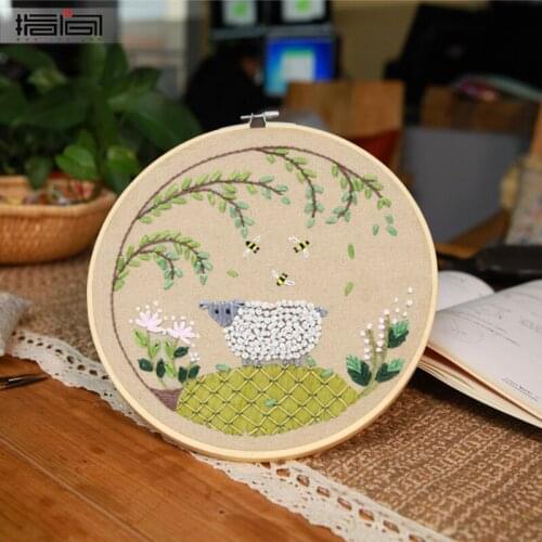 Embroidery diy beginner fold handmade cross-stitch embroidery wallet women Christmas gifts with bamboo hoop