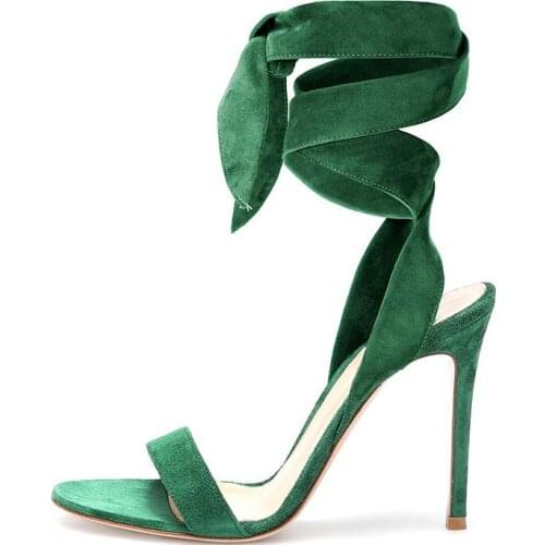 Moraima Snc Sexy Open Toe Lace-up Sandals High Quality Suede Thin Heels Woman Shoes Summer Sexy Cutouts Gladiator Sandal Heels