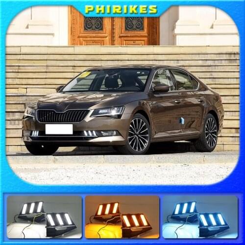 1 set For SKODA SUPERB 2016-2018 12V ABS LED DRL Daytime Running Lights Fog Lamp Cover Car- styling