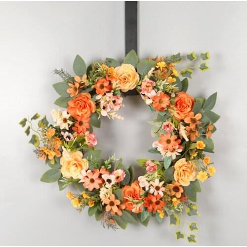 1 Pcs 40cm Artificial Rose Wreath Silk Peony Flower Garland Wedding Party Home Door Wall Hanging Decoratiaion