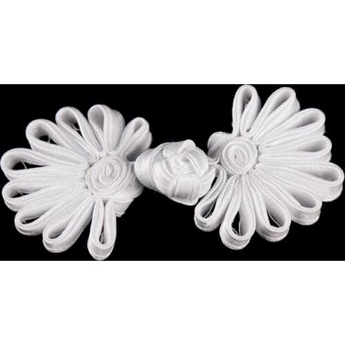 10set White Flower Braided Knot Button Frog Closure Fastener Knot Sew On Button for Garment Chair Clothes NK323