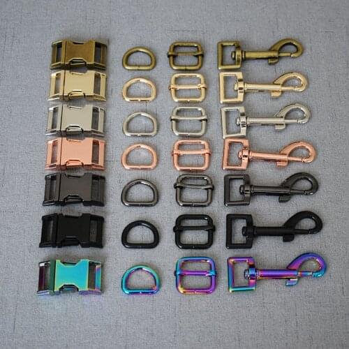 100 set 20mm metal buckle Slider Adjustable Buckle D ring metal dog clasp webbing zinc alloy DIY dog collar accessory 7colors