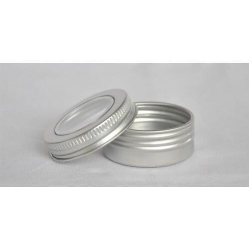 100pcs 15g Empty Sample Cream Cosmetic Aluminum Container With Window Screw Lid, Small Lipstick Can,Lip Balm Jars Tin Pots Seeds