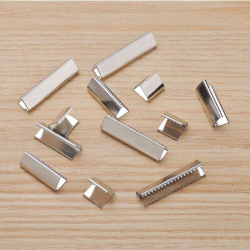 20pcs Metal Tooth Ribbon Rope Iron Tail Clamp Clip Belt Webbing Ended Iron Clip Clothing Clips DIY Handmade Garment Accessories