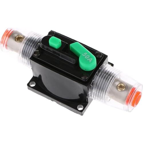 2x 50A Manual Reset Circuit Breaker Overload Protection Fuse Holder Plastic