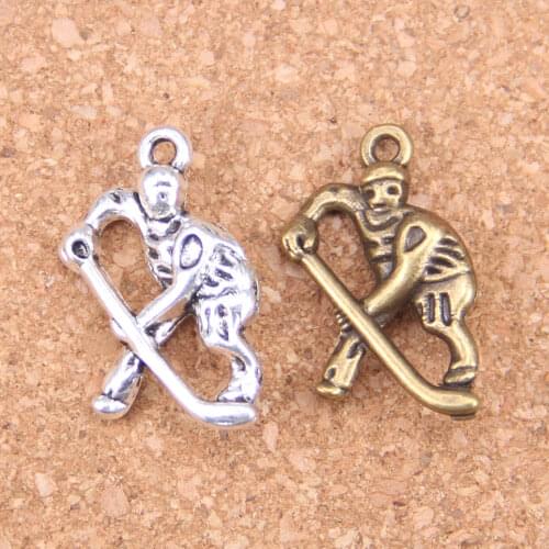 10pcs Charms hockey player sporter 25x16mm Antique Pendants,Vintage Tibetan Silver Jewelry,DIY for bracelet necklace
