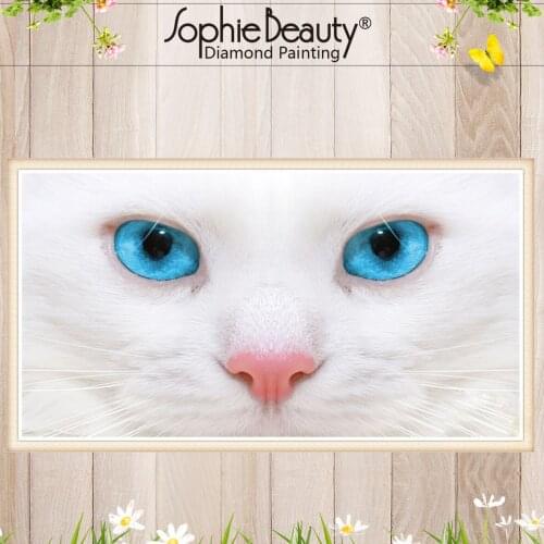 Diamond Painting Cross Stitch Diy Round Needlework Embroidery Cat Blue Eye Square Handcraft Diamond Mosaic Art Kit Sophie Beauty