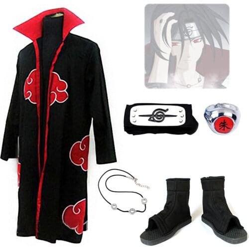 Anime Akatsuki Kimono Cardigan Headband Ring Shoes Set Halloween Carnival Suit Cosplay Costume