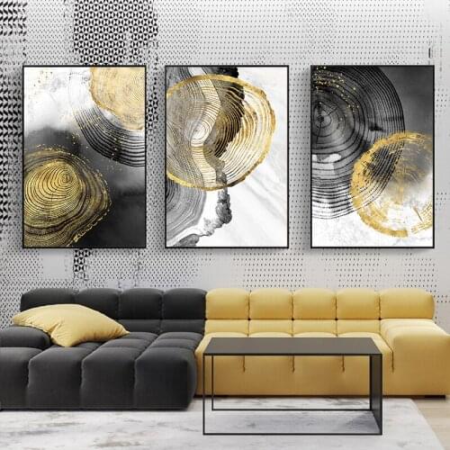 Black Ink Annual Ring Art Canvas Nordic Wall Painting Poster Print Minimalist Decoration Abstract Picture Living Room Home Decor