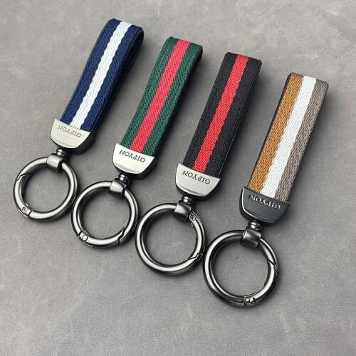 Color Ribbon Leather Keychain Car Key Pendant Male and Female Horseshoe Buckle Spring Ring Key Storage