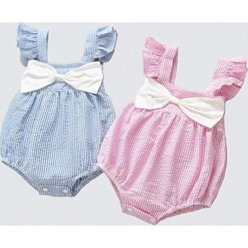 Baby Romper Girl Newborn Baby Girl Clothes Summer Cotton Little Princess Sunsuit Baby Romper Striped Bow Baby Jumpsuit Short