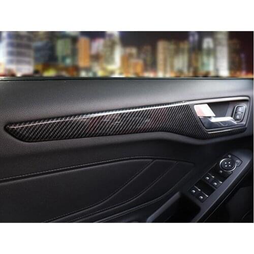 For Ford Focus 2019 2020 Carbon Fiber Interior Accessories Inner Door Handles Frame Strip Decoration Cover Trim