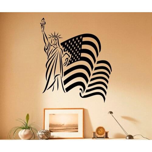 USA Flag Wall Decal Vinyl Stickers American Landmark Flag Home Interior Design Living Room Wall Decals Bedroom Decor D641