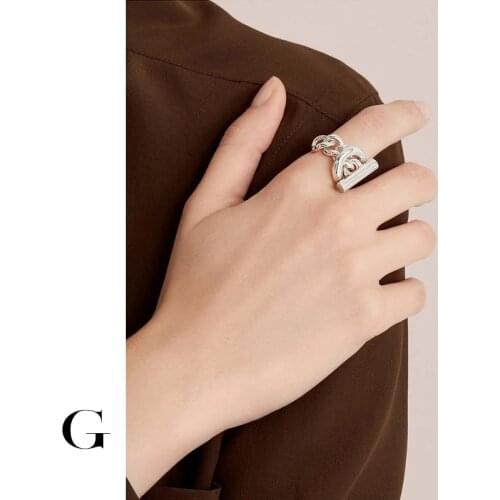 GHIDBK Hollowed Thick Chunky Statement Chains Rings for Women Minimalist Unique Design OT Ring Street Style Ins Ring Wholesale