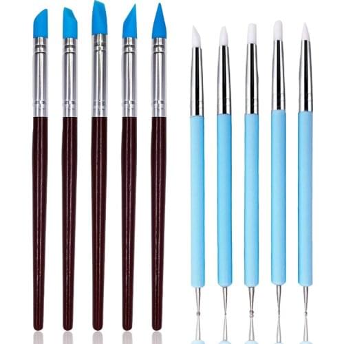 Silicone Clay Sculpting Tool Pottery Ceramic Sculpture Shaping Carving Modeling Tools for Polymer Clay DIY Handicraft Nail Art