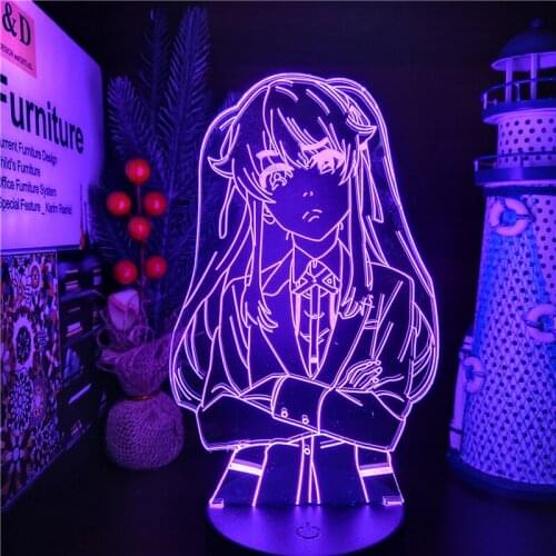 Kakegurui Compulsive Gambler Kirari Momobami 3D Illusion Led Nightlights Anime Light Lamp Color Changing Lampara Kids Manga Gift