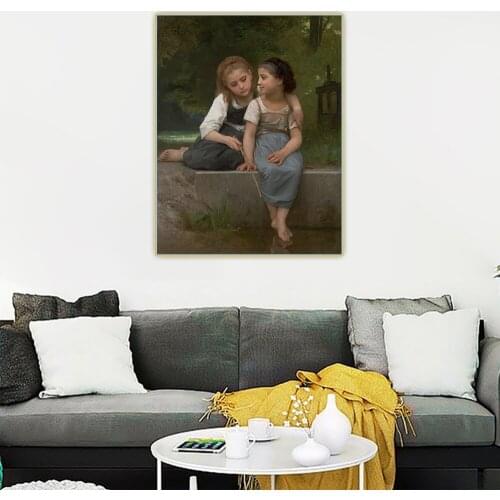 Canvas Oil Painting William Adolphe Bouguereau"Fishing For Frogs"Aestheticism Poster Wall Art Aesthetic Home Decoration