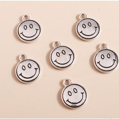 20pcs 12*15mm Classic Alloy Smile Face Charms Pendants for Necklaces Earring Making Accessories Head Charm Diy Jewelry Findings