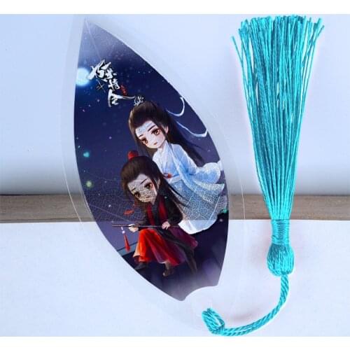 Anime Chen Qing Ling Leaf Shape Bookmarks The Untamed Waterproof Transparent PVC Bookmark Book Kawaii Marks Gift