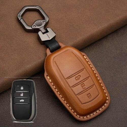 Leather Car Key Cover Car Key Case for Toyota CHR C-HR Prado Camry Avalon Prius Corolla RAV4 Avalon Keychain Key Holder