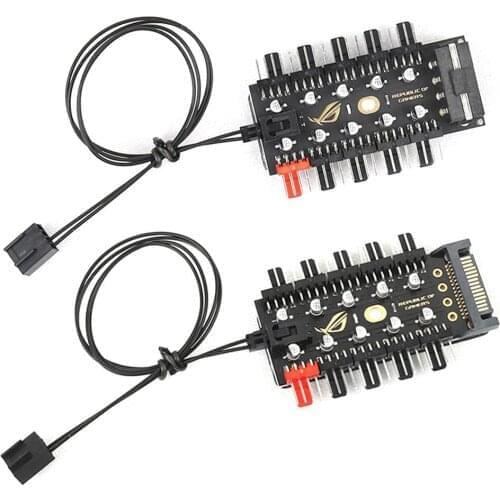 Motherboard 1 to 10pin fan 4 Pin PWM Cooler Fan HUB Splitter Extension 12V Power Supply Socket PC Speed Controller Adapter