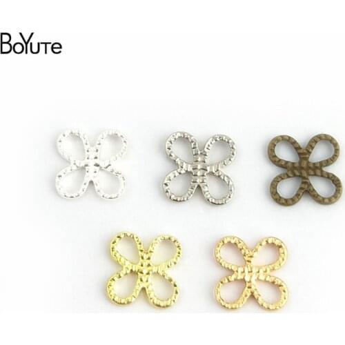 BoYuTe (100 Pieces/Lot) 5 Colors 8MM Metal Brass Clover Connector Charms DIY Hand Made Jewelry Making Materials