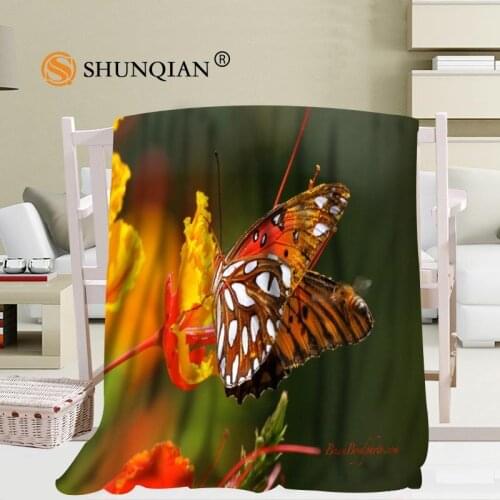 Custom Blanket Butterfly Flowers Soft Blanket DIY Your Picture Decoration Bedroom Size 56x80Inch,50X60Inch,40X50Inch