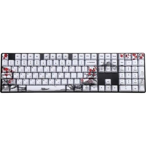 110 Keys Plum Blossom Keycap Set OEM Profile PBT Sublimation Keycaps for Mechanical Keyboards