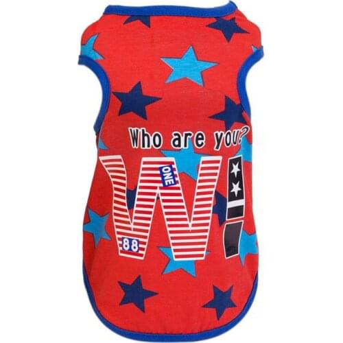 Spring And Summer New Pet Cats And Dogs Five-Pointed Star Vest T-Shirt Cat Clothes Small Cotton Thin Suit