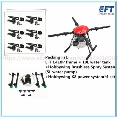 NEW EFT E410P 4 Axis 10L 10KG Brush Spraying System Folding Quadcopter Agriculture Drone Frame Hobby wing X8 Motor power