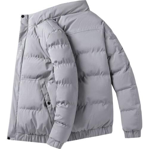 Hawaifish parka men Autumn and winter 2021 fashion casual youth Cotton-padded coat student solid color stand up collar clothes