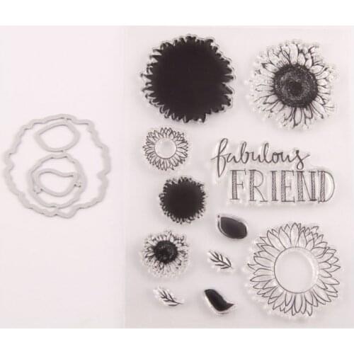 Sunflower Seal Stamp With Cutting Dies Stencil Set DIY Scrapbooking Embossing Photo Album Decorative Paper Card Craft Art Handma
