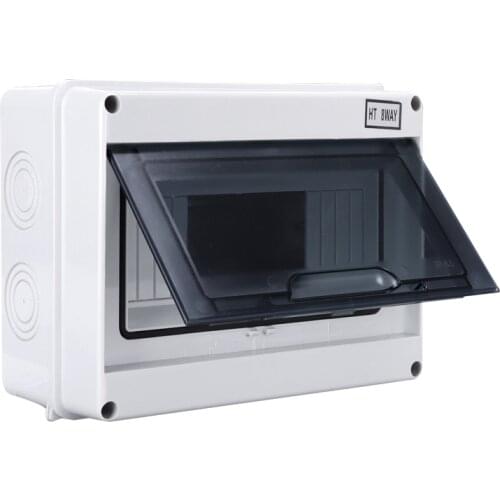 HT 8 Ways Plastic Distribution Protection Box For Circuit Breaker Indoor On The Wall Mounted Electric Transparent Cover