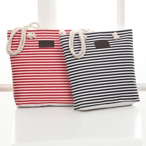 Striped hemp rope canvas bag Color Stripes Printing Handbags Beach Bags Tote Women Ladies Girl Totes Casual Bolsa Shopping Bags