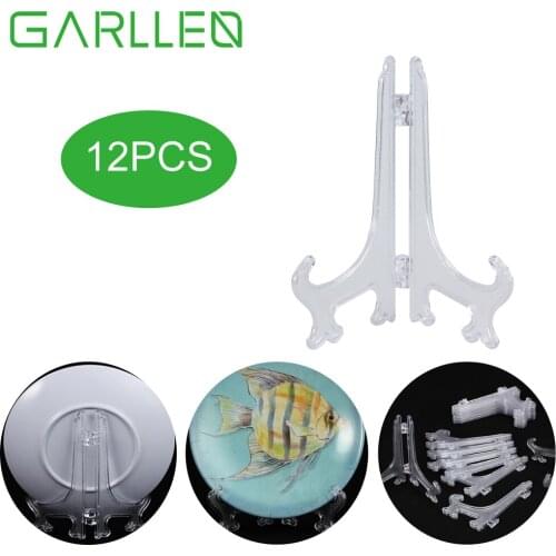 GARLLEN 12 pcs 5 inches Clear Plastic Adjustable Hinges Stand Holder Great for Displaying Plates Pictures Awards