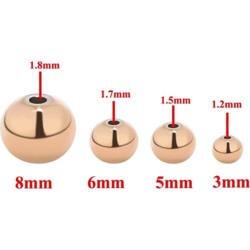Stainless Steel Round Bead Spacers Rose Gold Craft Findings 3mm/4mm/5mm/6mm/8mm 20pcs/bag