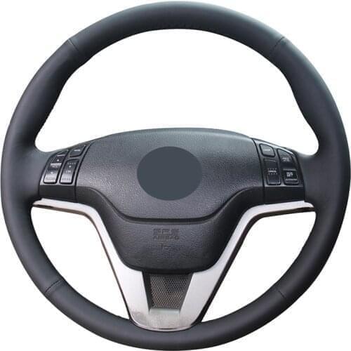 Hand-stitched Black Genuine Leather Car Steering Wheel Cover for Honda CR-V CRV 2007 2008 2009 2010 2011