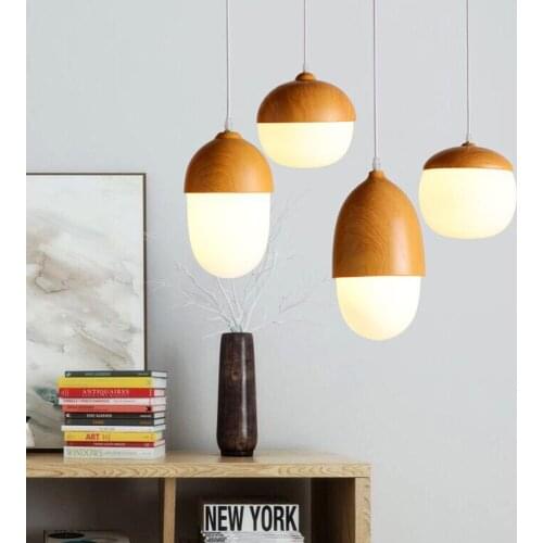 Nordic Pendant Lights modern minimalist lamp restaurant creative personality coffee bar nuts wood grain glass droplight CL MZ14