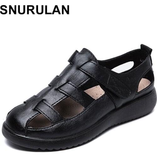 SNURULAN New hot retro sandals women hollow out fashion casual lightweight Soft Bottom sandals plus size Multicolor women sandal