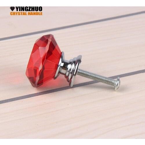 10pcs 30mm Puxadores Modern Furniture K9 Red Crystal Glass Handle Bar Wine Cabinet Door Fashion Diamond Knob Decoration