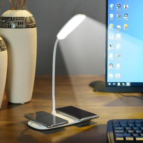 LED QI Quick Wireless Charging LED Table Desk Lamp Portable Eye Protect 360 Degree Flexible Touch Control Night Light EU/US