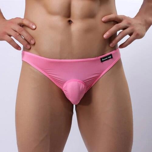 Howe Ray Men Low Rise Mens Silk Underwear Transparent Panties Seamless Underpants Man Slip Brand Capsule Pouch Bulge