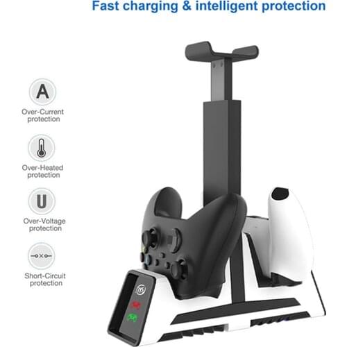 Universal Gamepad Charging Holder with Headphone Stand Charging Station for PS5/PS4/Switch Pro/Xbox One Game Controller