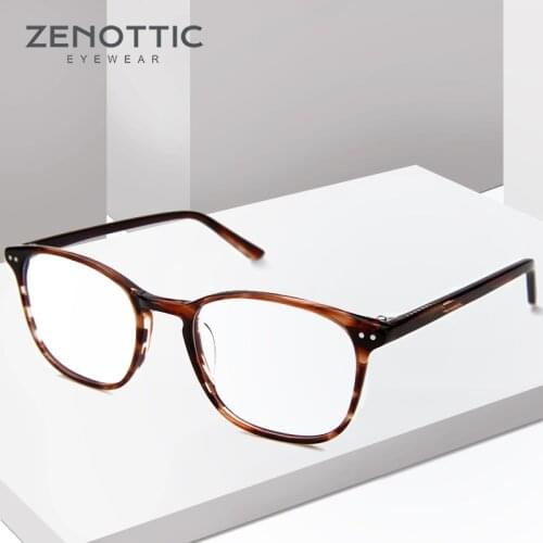 ZENOTTIC Retro Acetate Square Glasses Frames for Women Men Unisex Myopia Optical Eyewear Frames Prescription Eyeglasses
