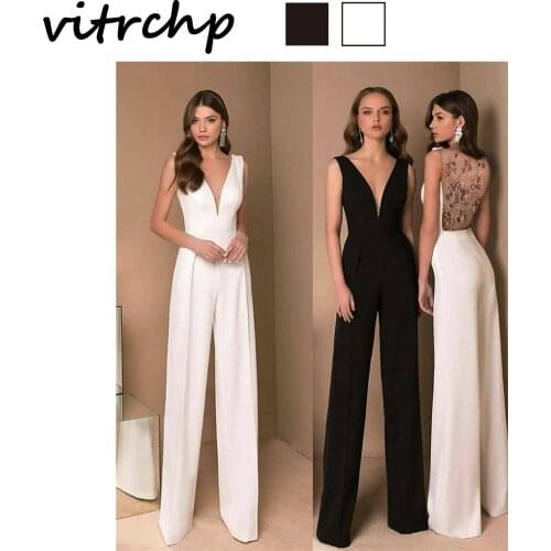 VITRCHP 2021 Ladies Jumpsuit Summer New Arrival Casual Brand Mid-Waist Sexy Halter Temperament Commuter Wide-Leg Jumpsuit