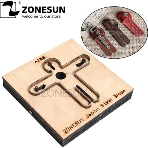 ZONESUN Customized leather cutting die handicraft leather tool key ring knife punching die key fob wooden template key chain