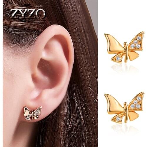 ZYZQ Classic Simple Butterfly Earrings Temperament Ladies Commuter Earrings Fashion Party Jewelry