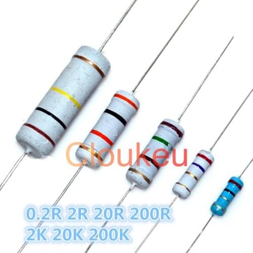 1/8W 1/4W 1/2W 1W 2W 3W 5W 1% 5% Color ring resistance 0.2R 2R 20R 200R 2K 20K 200K Ohm